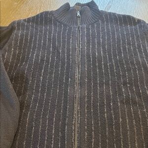 Banana Republic Men's Navy Pinstripe Zip-Up Sweater